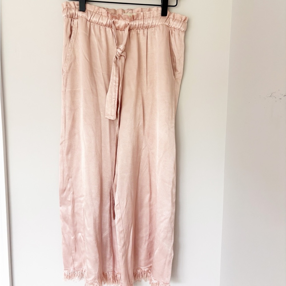 Anthropologie Tina + Jo cropped fringed Tie Waist Pants sz. S